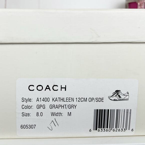 Coach NWB Kathleen Monogram Signature Logo Sneakers in Graphite Gray Size 8 M - Picture 14 of 16